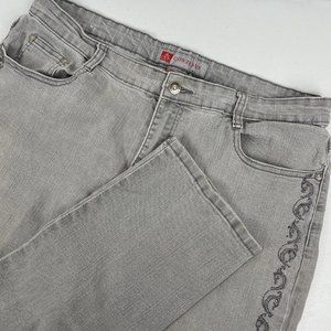 Cos Jeans Women's‎ Size 16 Gray Embroidered Straight Leg Grunge Skater Y2K
